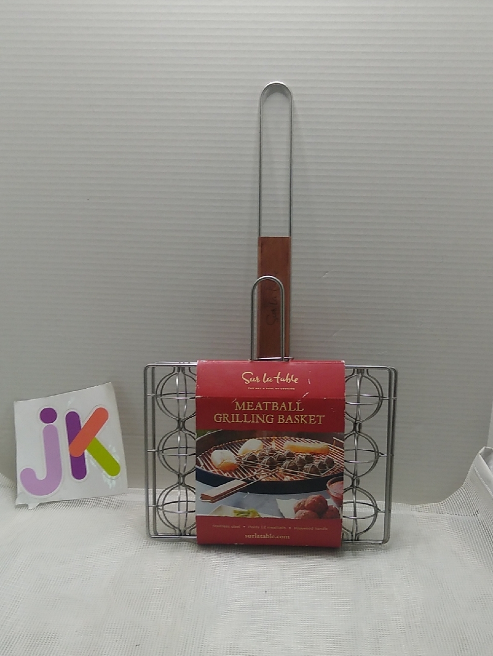 Sur La Table Stainless Steel Meatball Grilling Basket with Red Accent